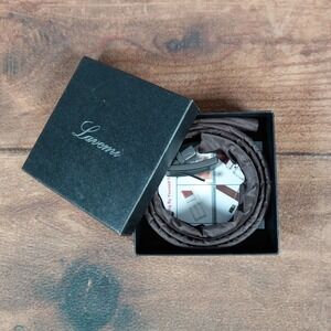 Lavenir Reversible Mens Belt Black Brown Leather Gunmetal Buckle